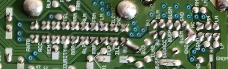 Connector pins on the PCB